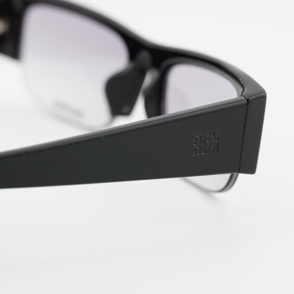 Miu Miu MUB07S 16K04O Sunglasses Black Rectangle Frame, Grey Filter main image 8